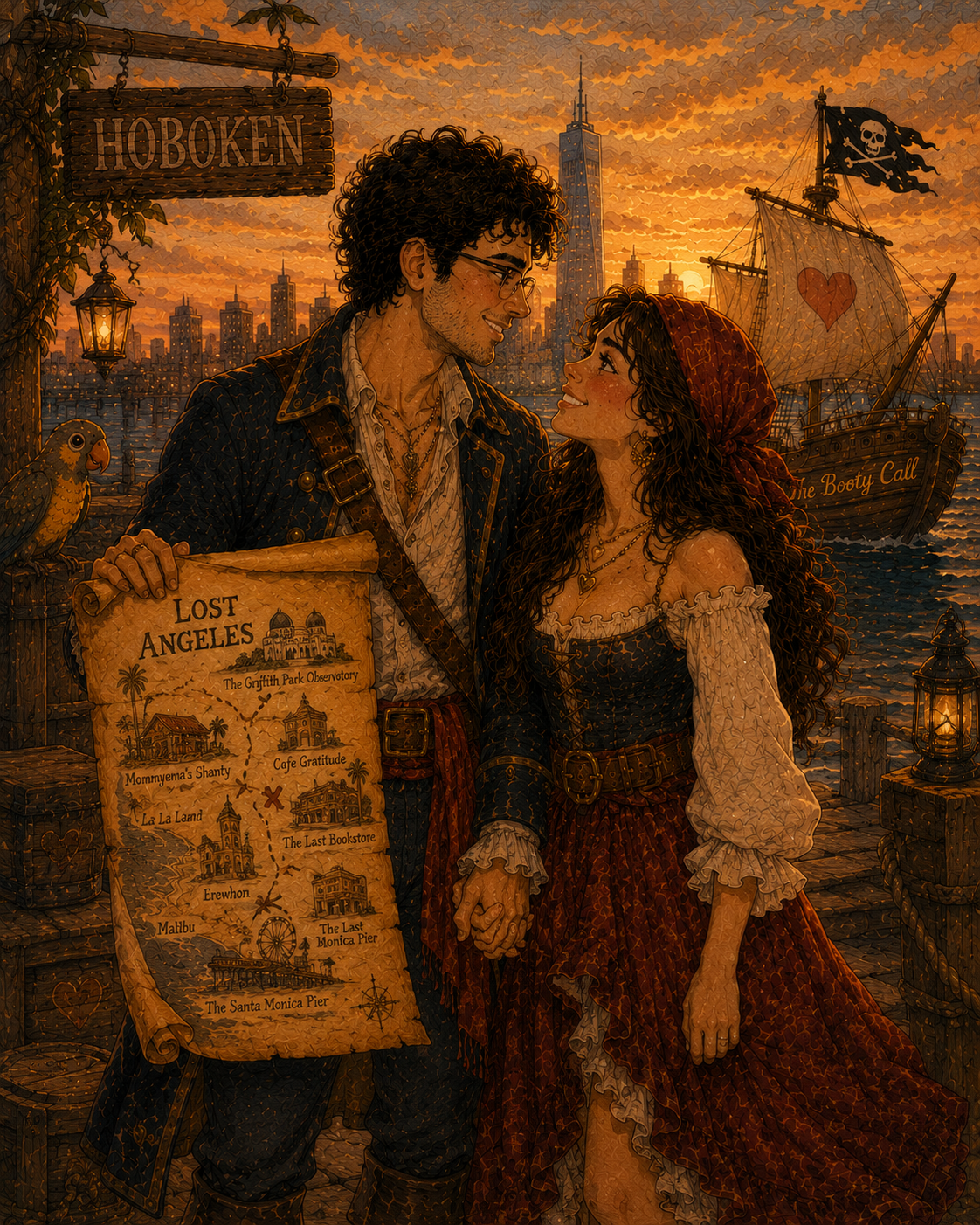 Andrea and David with the map