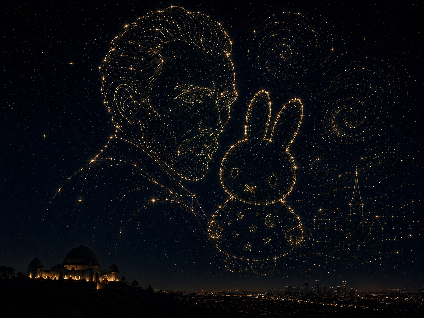 Starry night over Griffith Observatory